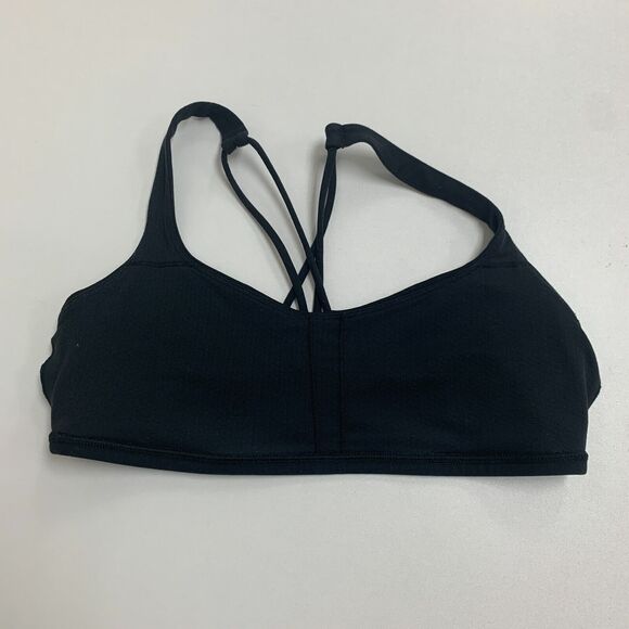 Lululemon Strappy Sports Bra Womens 8 Black Criss Cross Back Unpadded *READ - Picture 8 of 12